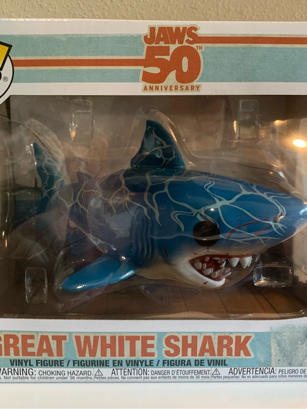 Funko JAWS 50th Anniversary Great White Shark Vinyl Figure - Blue, White, Black